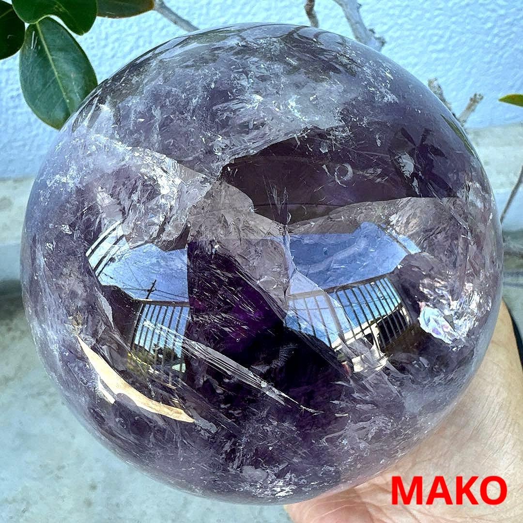 M1776☆アメジスト丸玉直径120mm2.4Kg☆天然石☆N50601-A