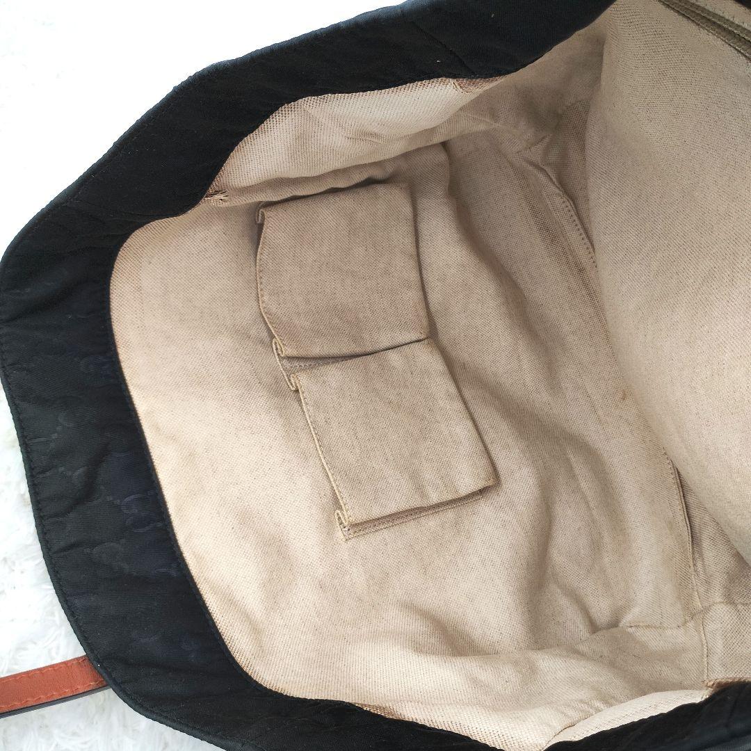 GUCCI✨️ナイロン レザー トートバッグ ショルダーバッグ ネイビー GG柄