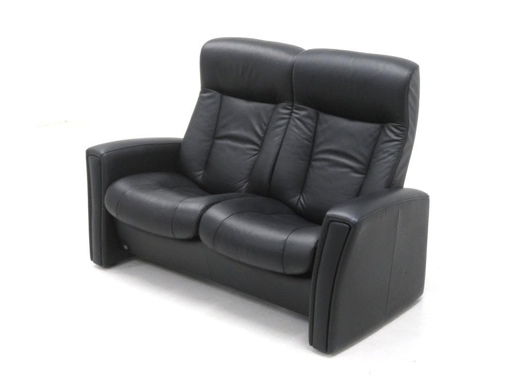 展示品　シモンズ　フィヨルド　総本革　レザー　ラブソファ　2人掛けソファ