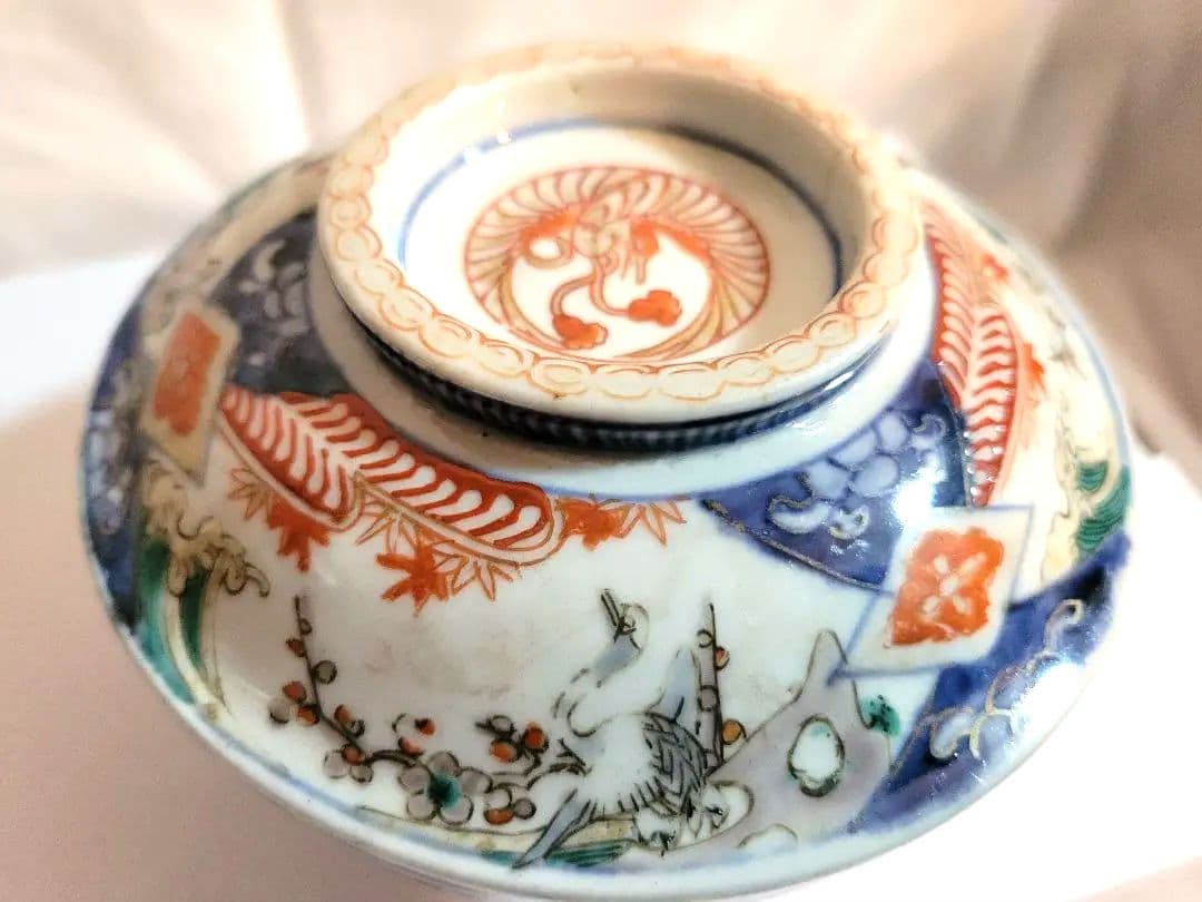 アンティーク品　陶器製　蓋付き碗