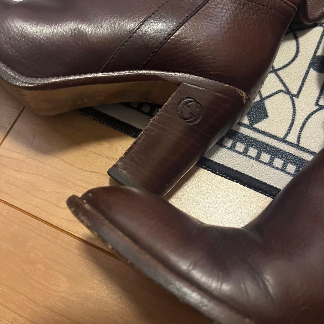 年末お値下げ！グッチ　ブラウン レザー ロングブーツ