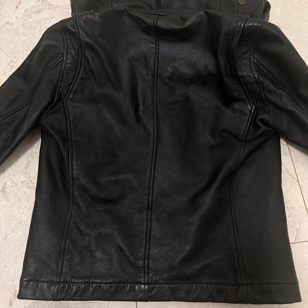 キャサリンハムネット ラムレザー　 フーディー ジャケット　ライダース　M