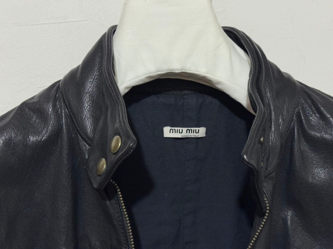 miu miu レザーライダースジャケット