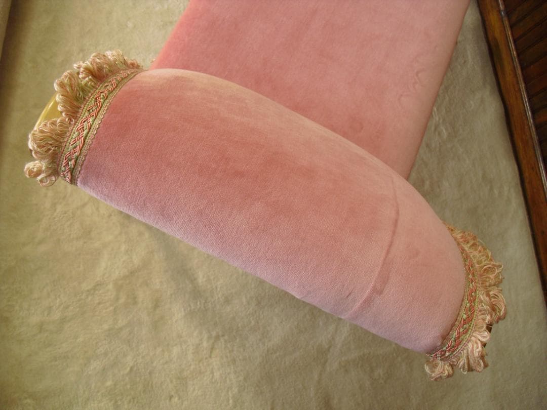 ロココ様式カウチソファ／猫脚スツール☆張替済 フランス製最高級トリミングブレード