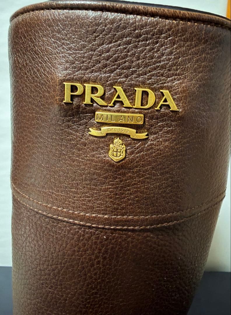 新品　PRADA ブラウン ロングブーツ　茶　シンプル35.5