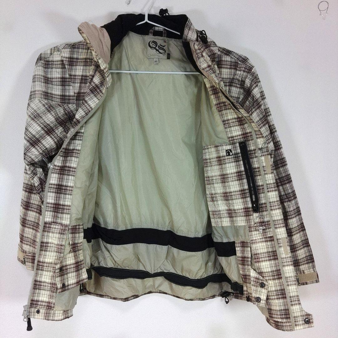 クイックシルバー　メンズ　XL　スノーボードウェア　上下　ベージュ　チェック柄