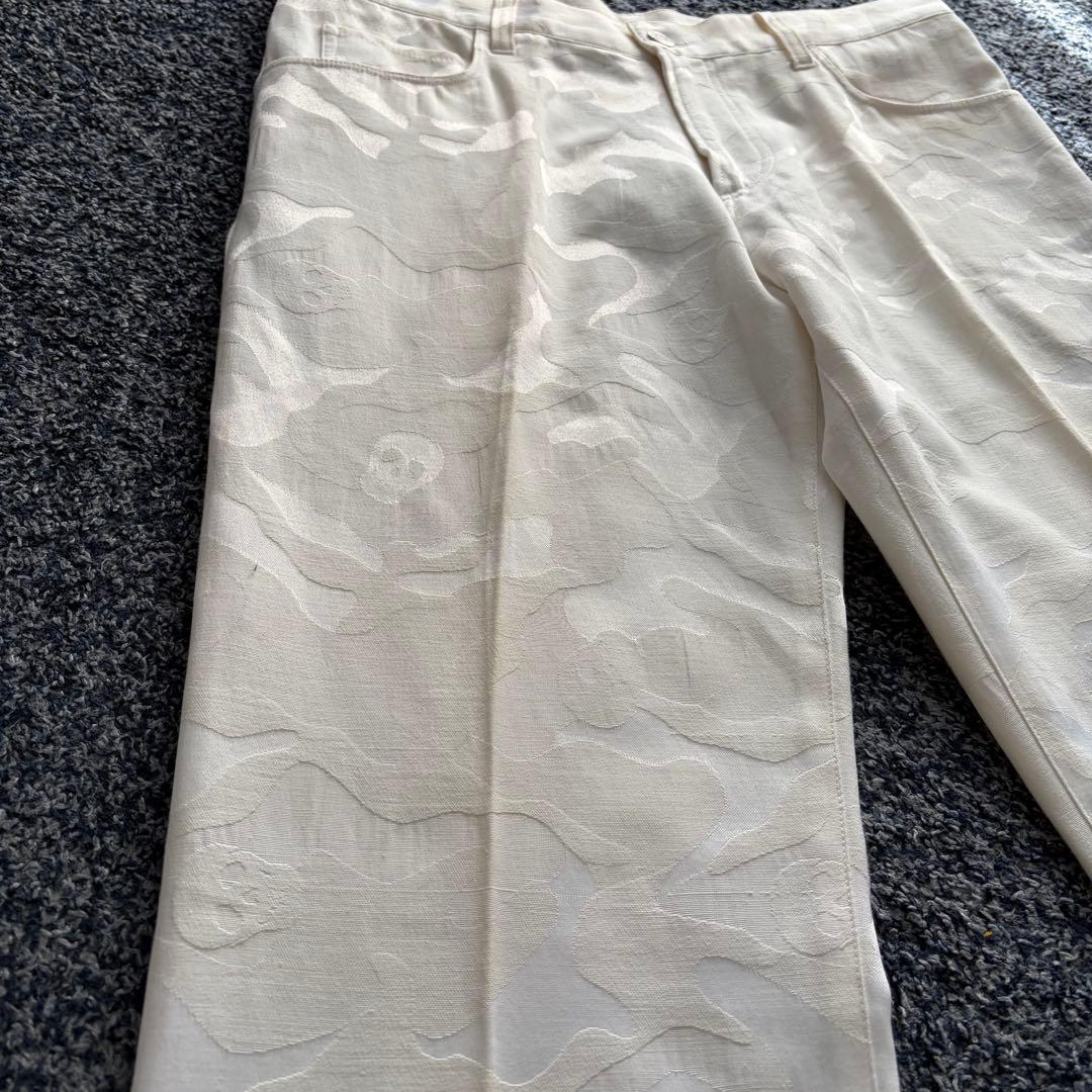 マークアンドロナ　総柄　カモフラ柄　ストレッチ　パンツ　ゴルフウェア　白　M