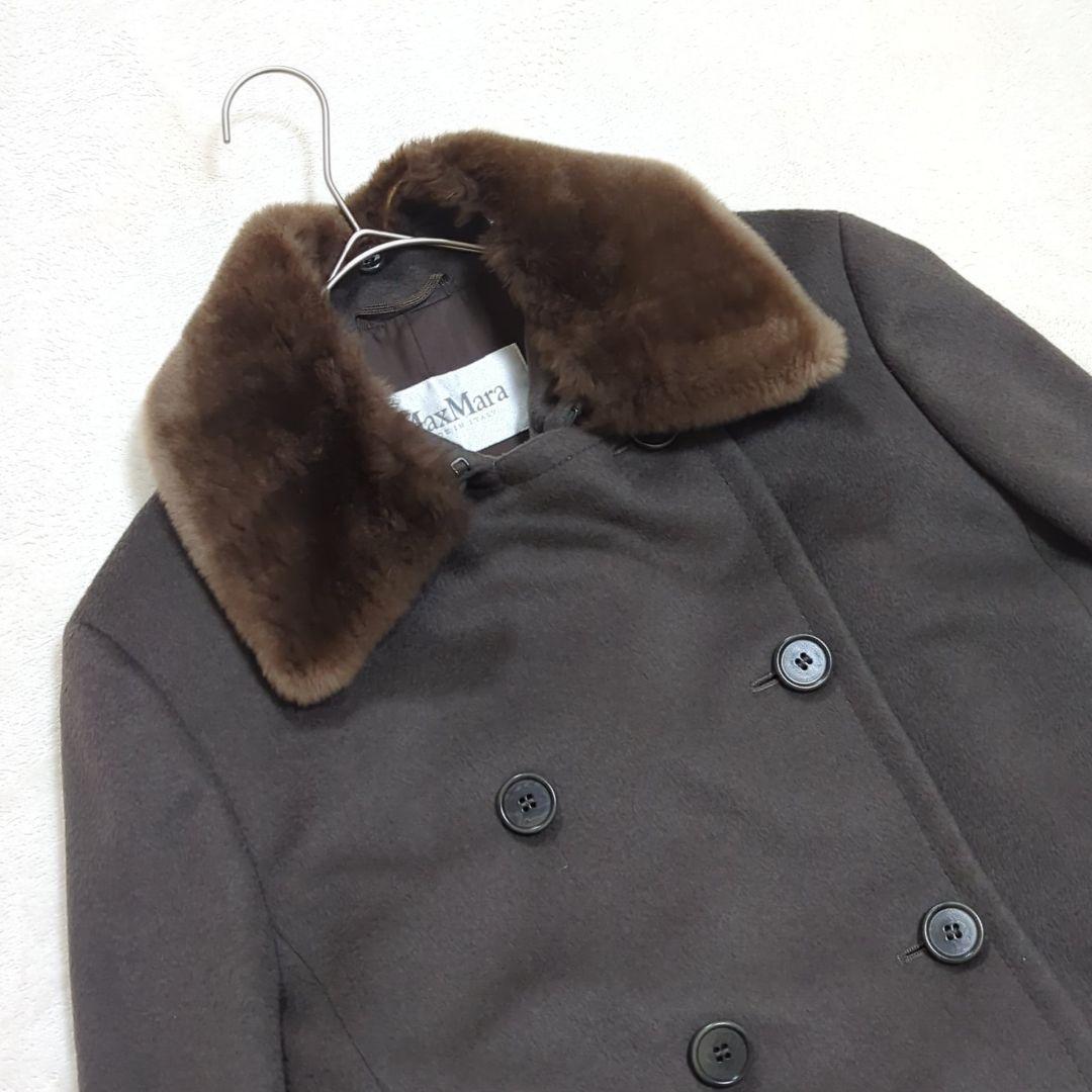 マックスマーラ 42 キャメルヘア ヌートリアファー ピーコート 白タグ