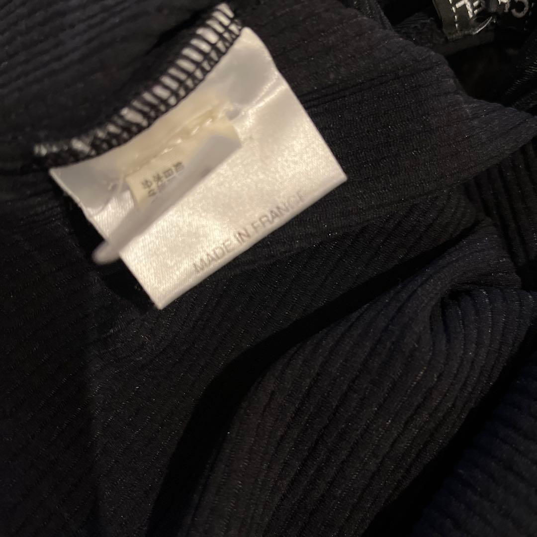 【14万円購入】CHANEL 黒 リブ編みキャミソール