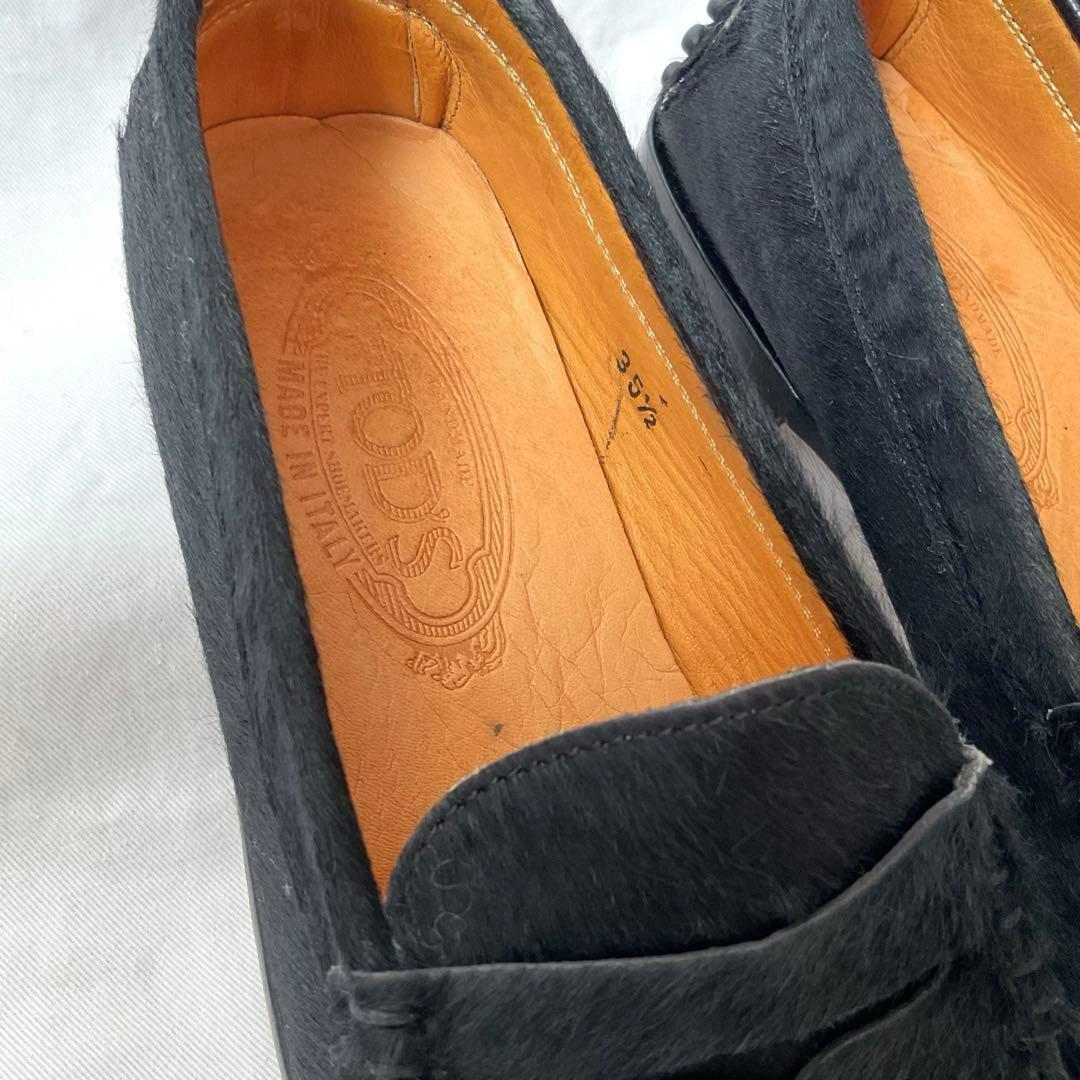 トッズ ローファー ドライビングシューズ ブラック ハラコ 35 1/2