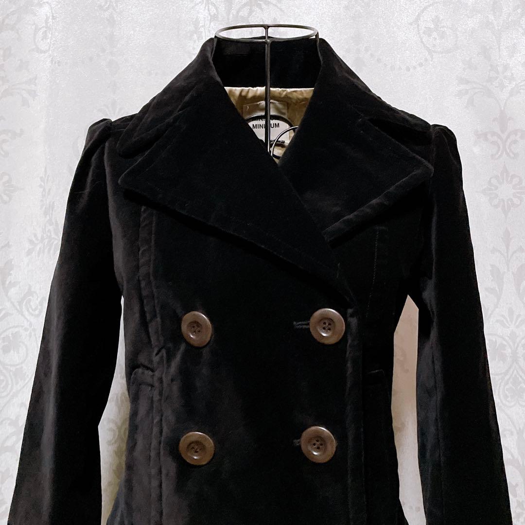 ベロア ジャケット 黒 ピーコート 平成ギャルy2k ダークコア nana 韓国