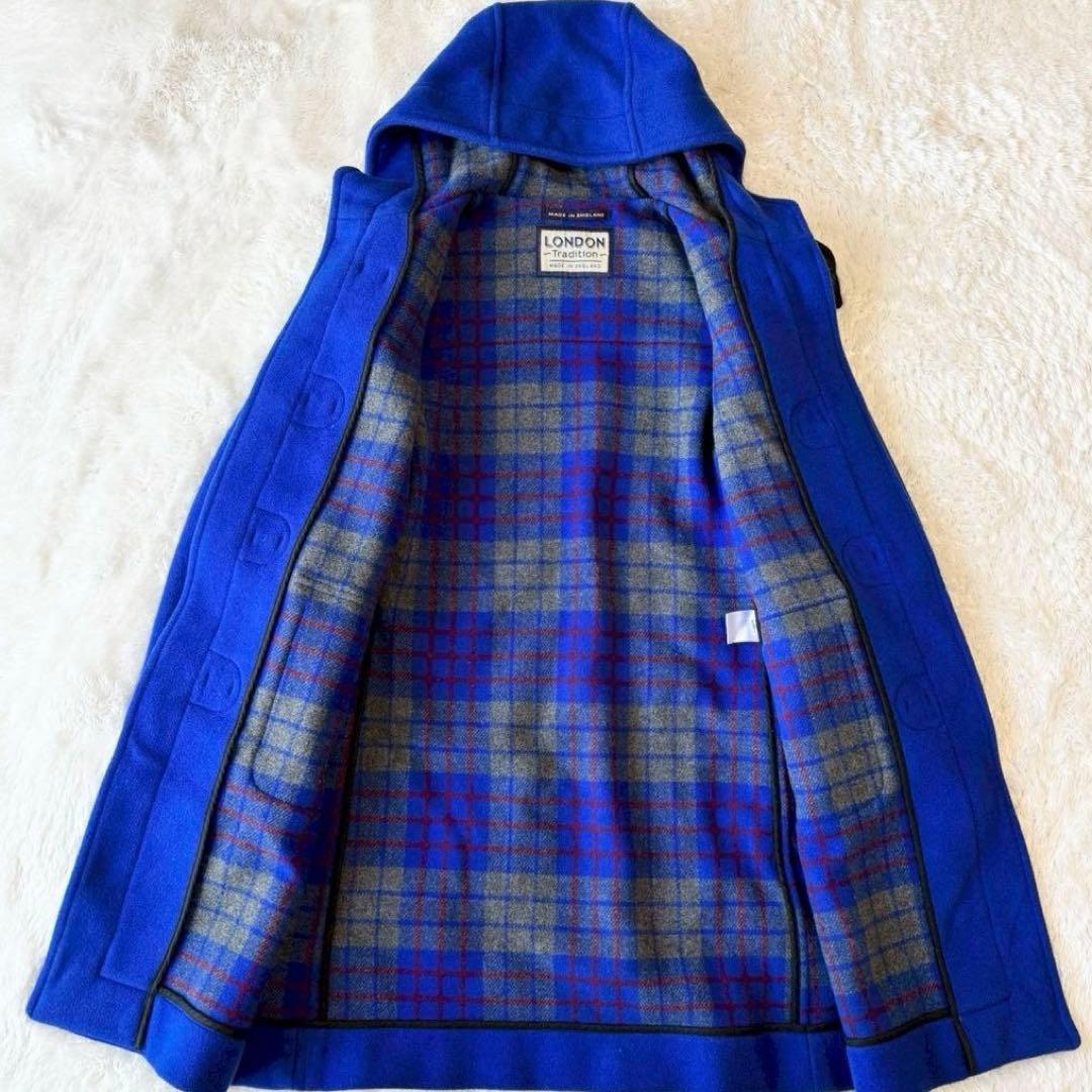 美品✨ロンドントラディション ロングダッフルコート ブルー チェック イギリス製