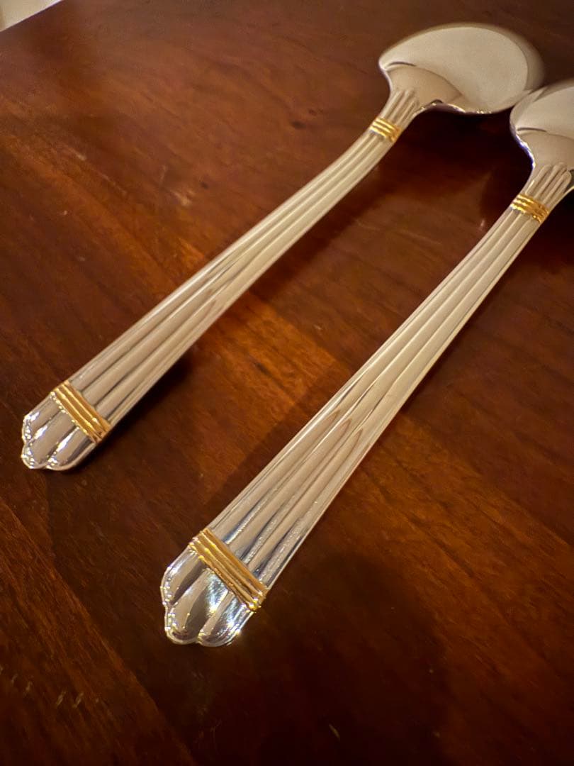 クリストフル　アリアゴールドリング　デザートスプーン　2本