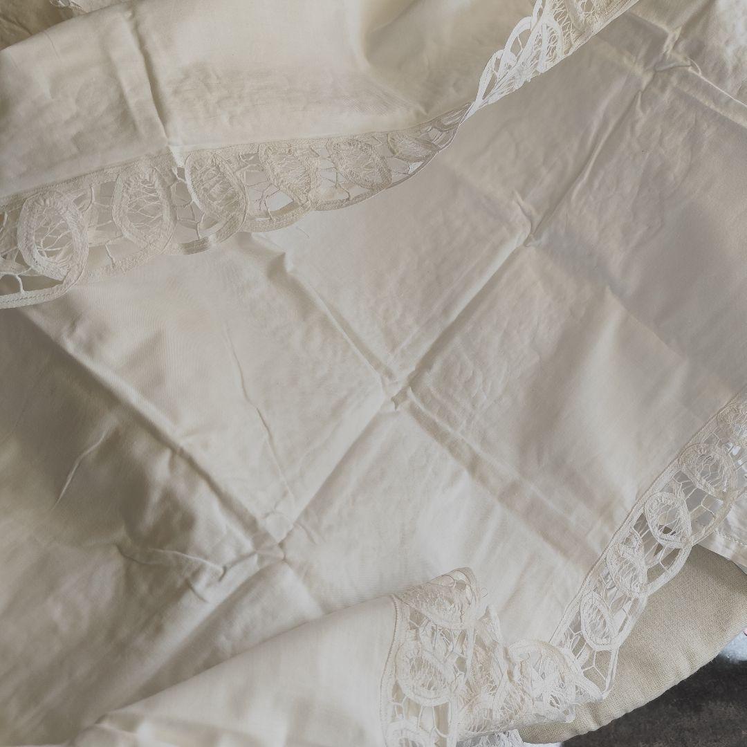 イギリスVintageバテンレース　タブカーテン　コットン　ペアカーテン　バラ可