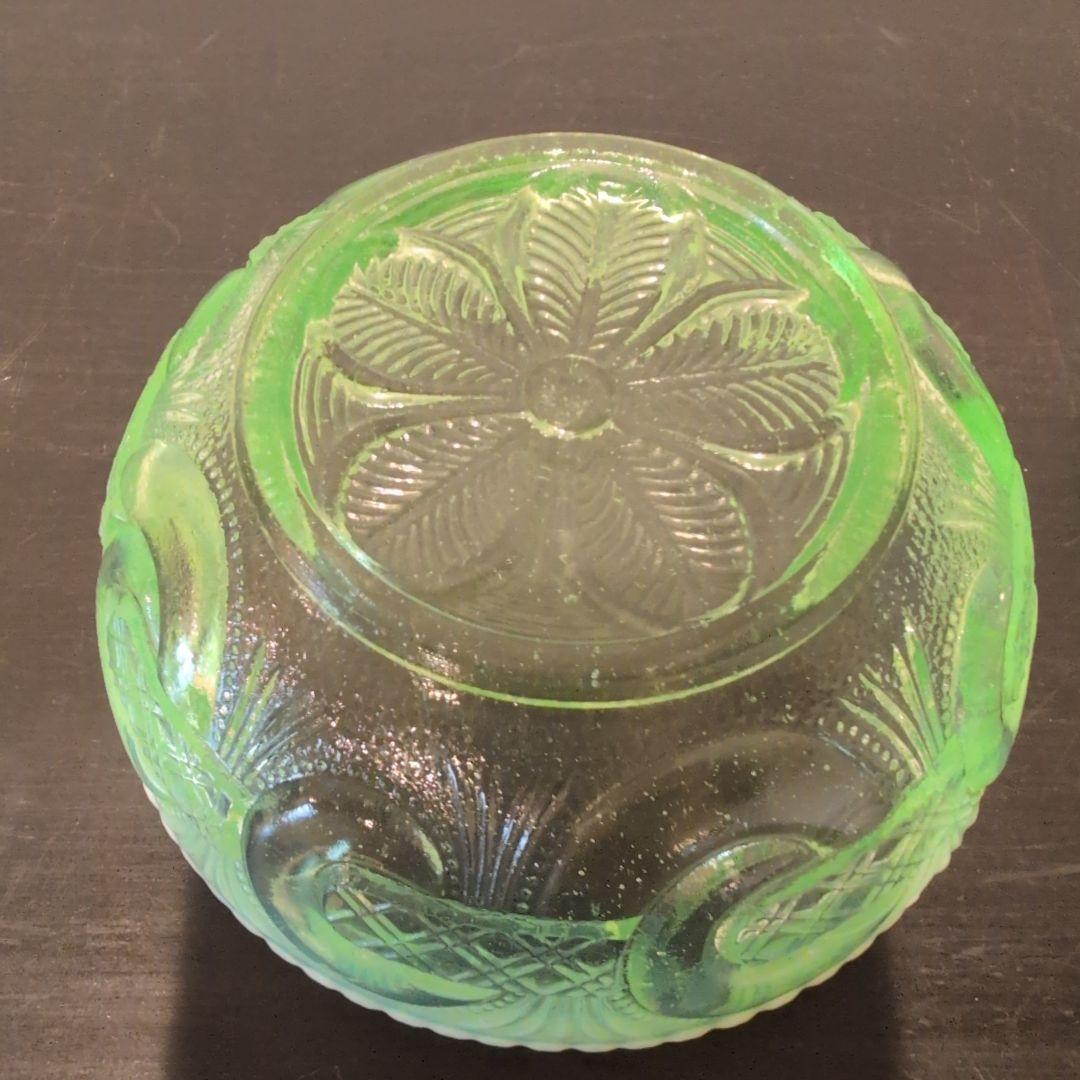 最終値下げ　ウランガラス　渦つなぎ紋　鉢　3客