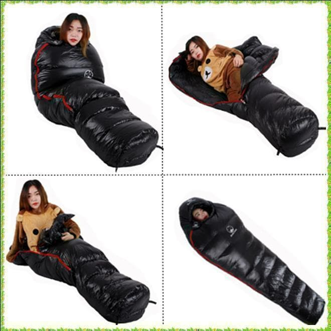 ✨後悔しない寝袋選び✨アウトドア　マミー型寝袋　ダウンシュラ　ブラック　400g