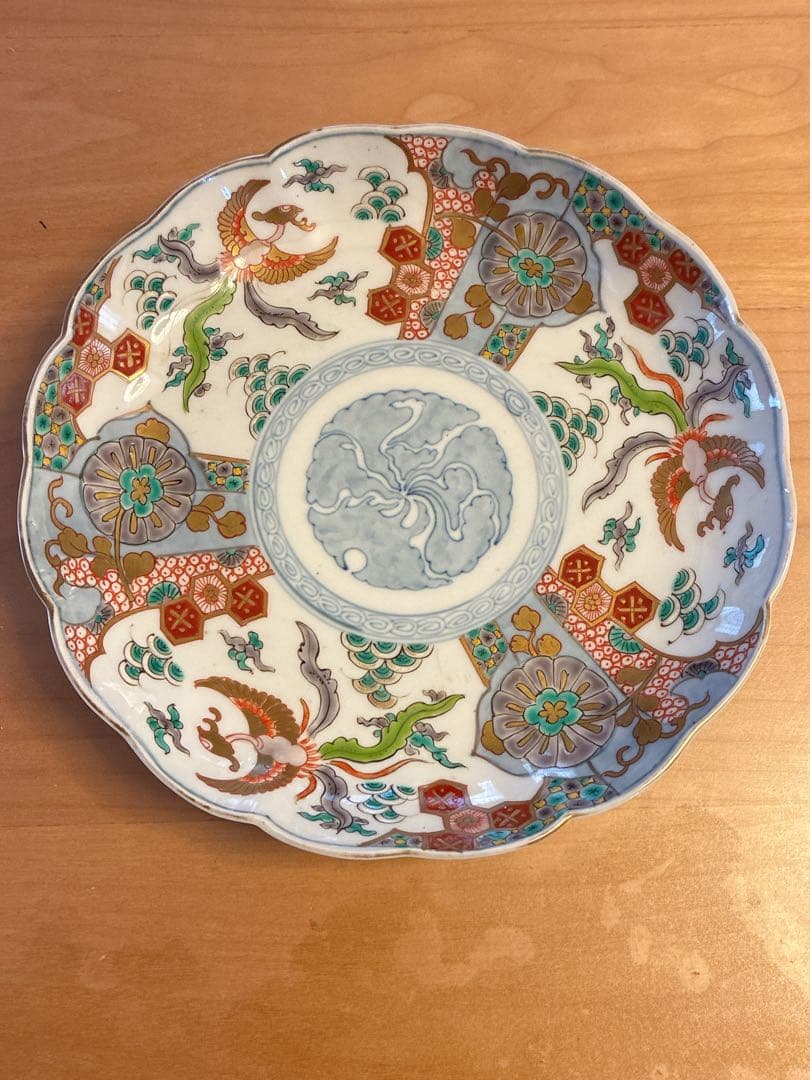 希少　伊万里　なます皿　陶器　明治時代　直径21.5cm 鳳凰