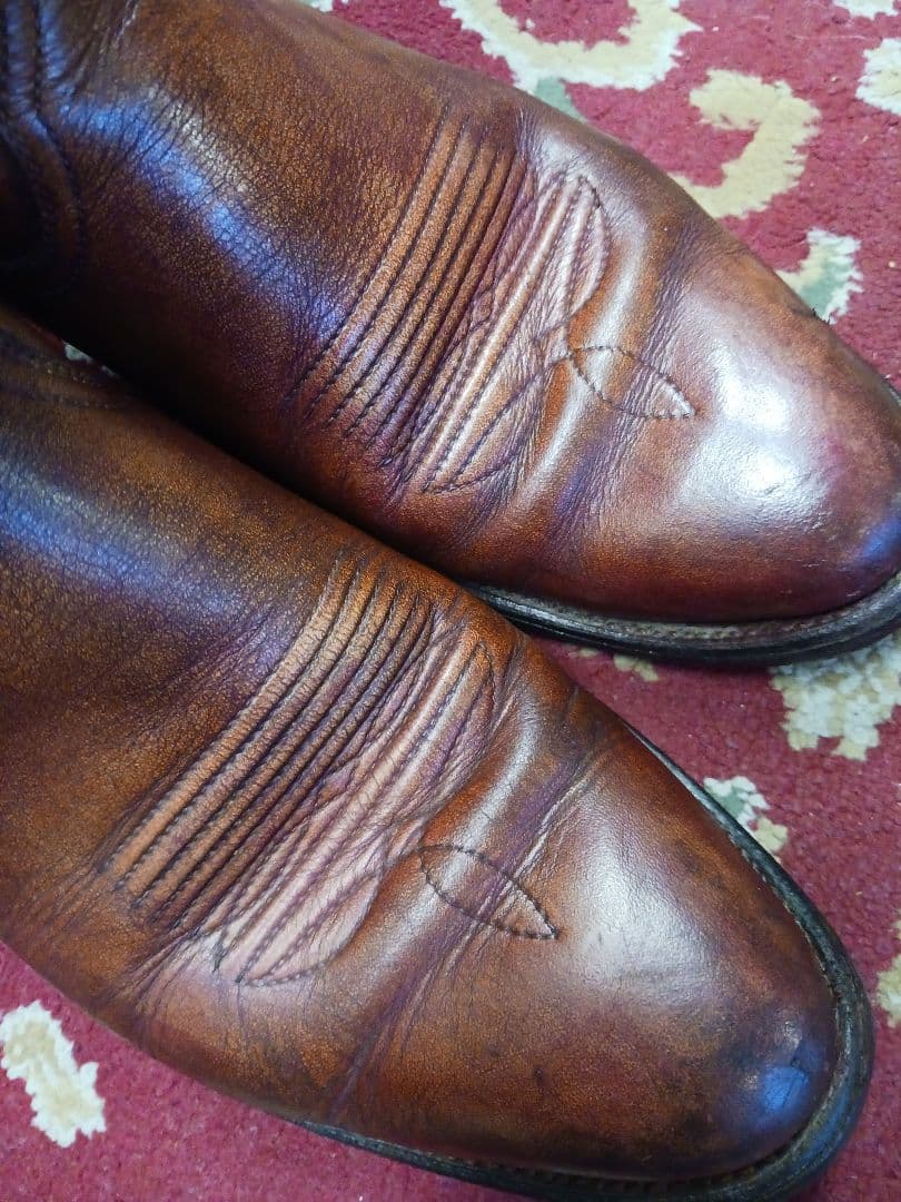 ビンテージ　ブラウンレザーウエスタンブーツ　used 9, 26,5cm