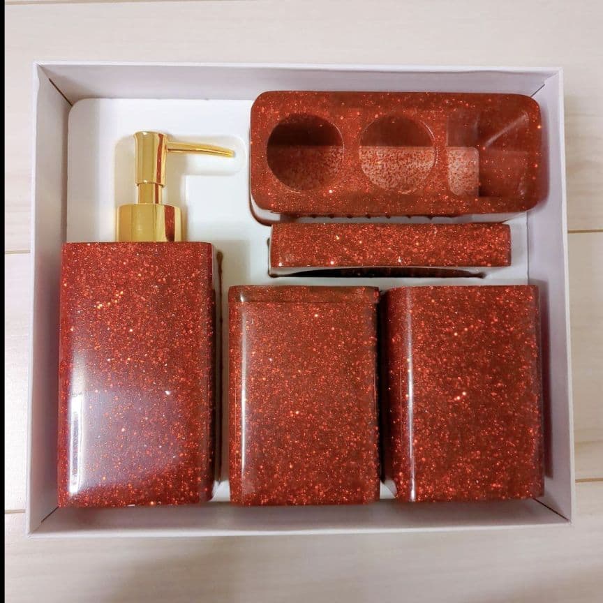 早い者勝ち♥バスルーム　アクセサリーセット 5点　赤　レッド
