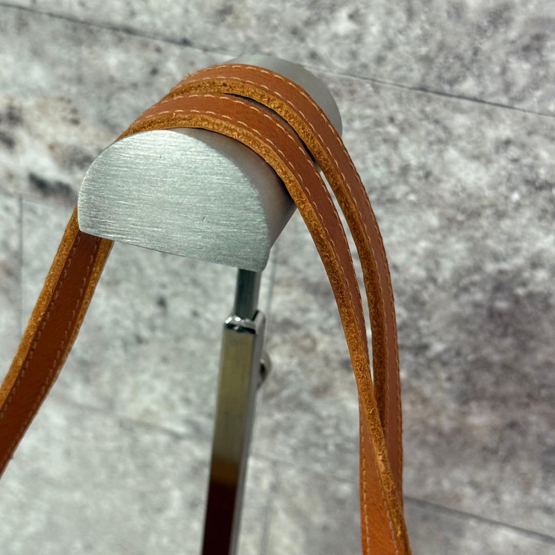【良品】イルビゾンテ レザー ハンドバッグ ロゴ刻印 キャメル イタリア製