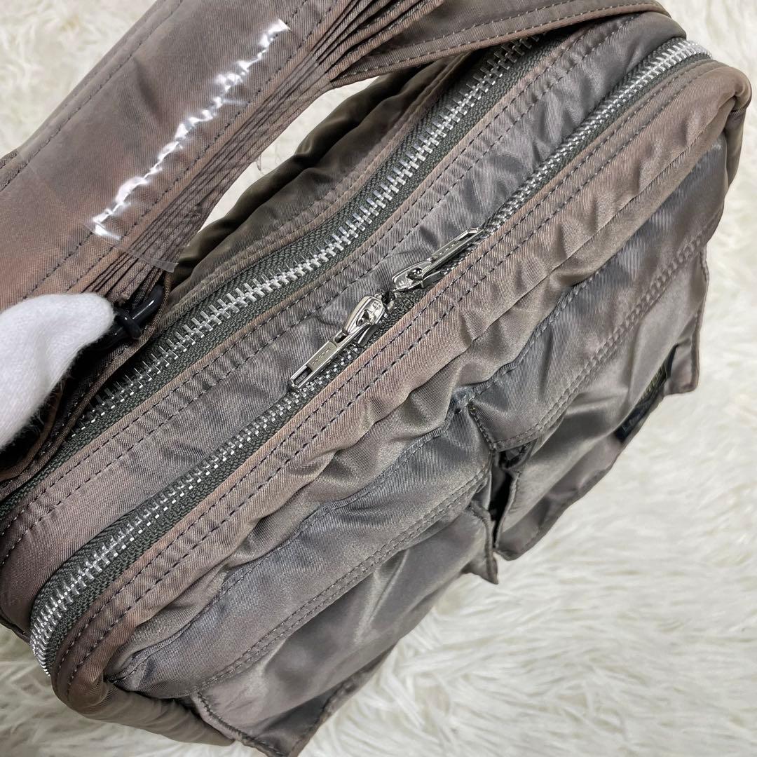 美品 PORTER ポーター タンカー ショルダーバッグ シルバーグレー 二層式