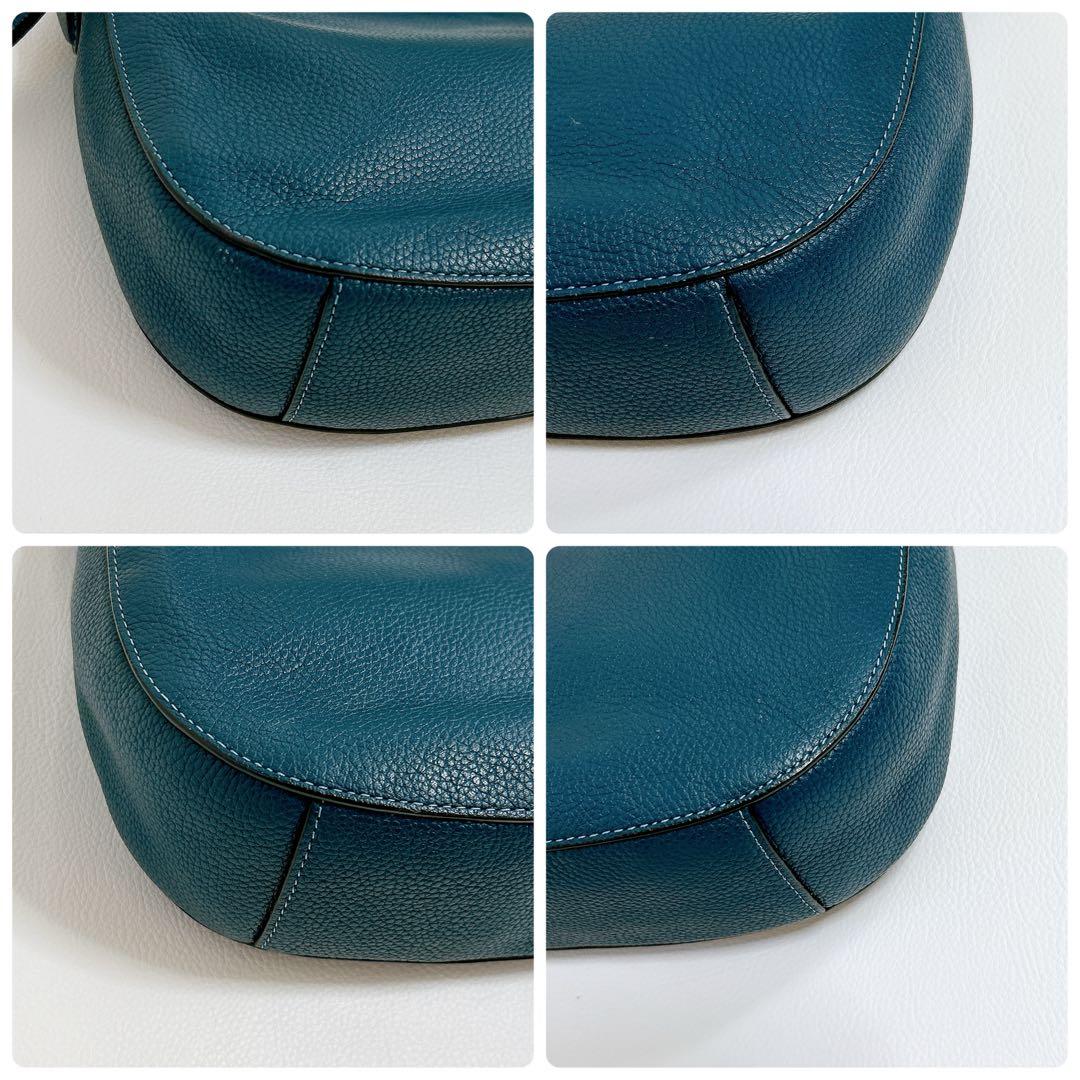 極美品 コーチ サットン クロスボディ ショルダーバッグ 2way レザー 青