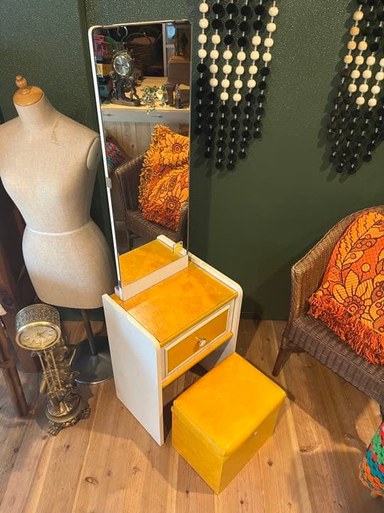 ドレッサー 鏡台 黄 レトロポップ 昭和レトロ インテリア 当時物 ビンテージ