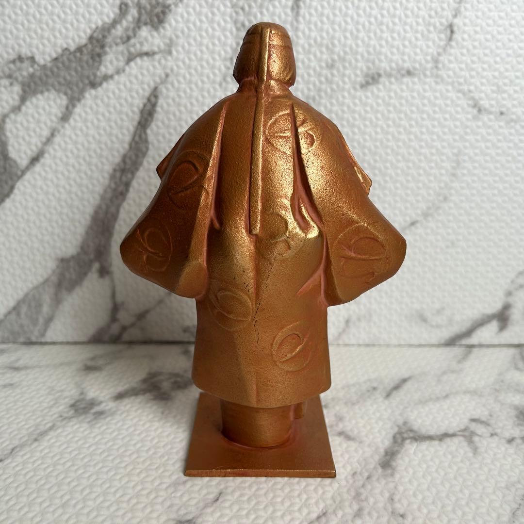 【昭和中期 当時物】焼物夫婦像 一対｜金彩 着物人物像｜刻印あり 昭和レトロ置物