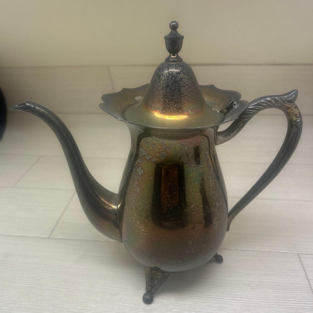 早川 銀川堂 ティーポットの3点セット 早川器物 アンティーク