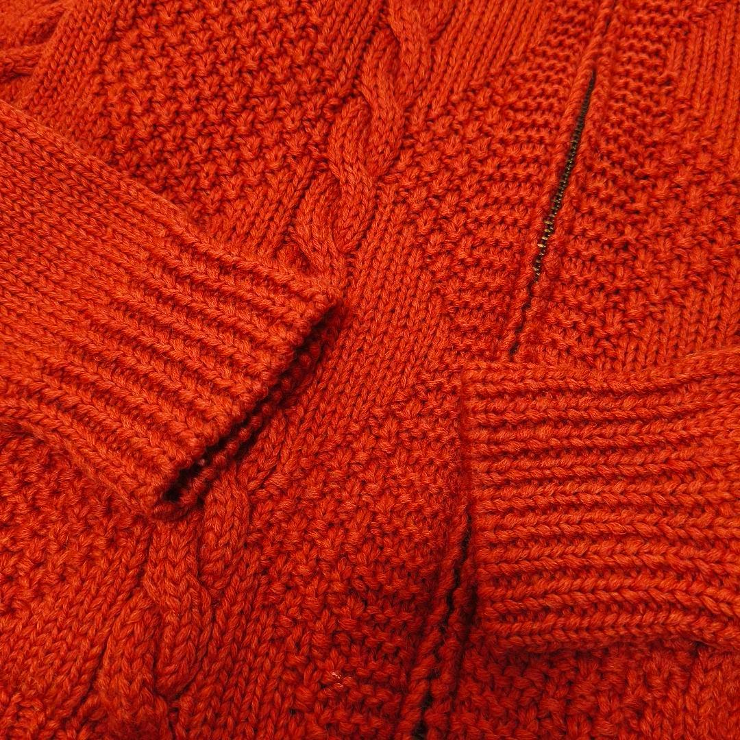 美品✨45R ウール100% 大きいサイズ ケーブル編みニットパーカー 5