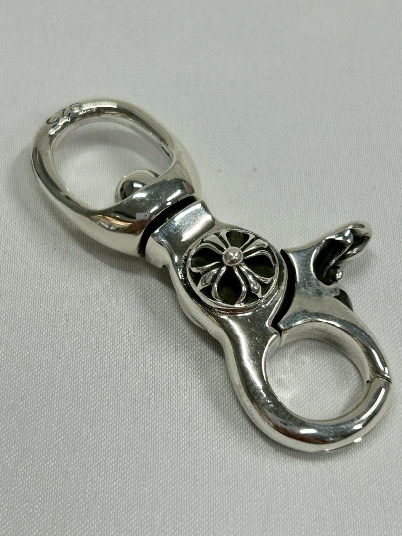 シルバー925刻印キーチェーン キーリングカラビナ【匿名配送】ポーチクロス付