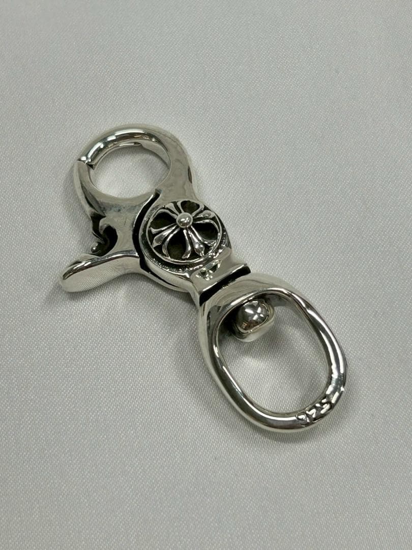 シルバー925刻印キーチェーン キーリングカラビナ【匿名配送】ポーチクロス付