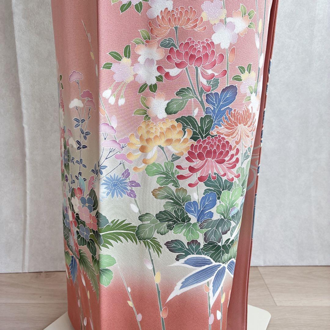 訪問着　フルセット　着物　正絹　友禅　比翼仕立　四季草花　春の華　J7 1月