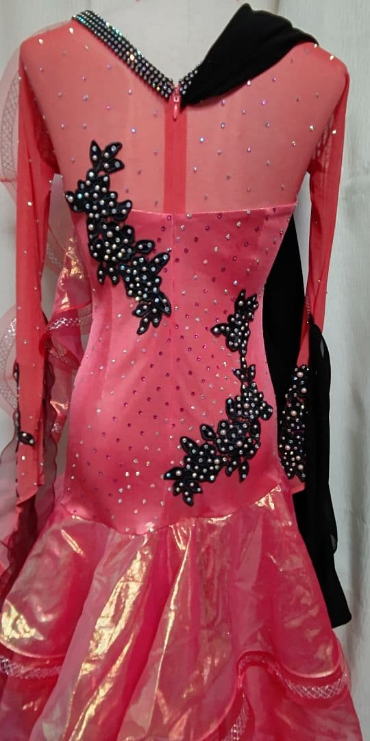 社交ダンスドレス！Create-Sunスタンダードドレス！オレンジレッド！