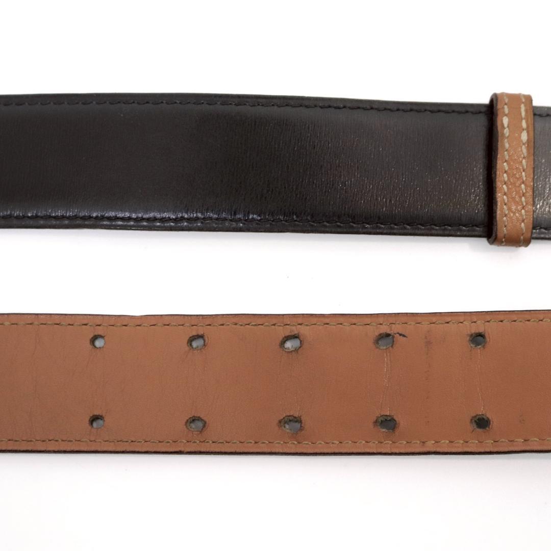 エルメス シュヴァル ベルト 75cm±4 幅3cm 茶黒 2枚革 箱付 917