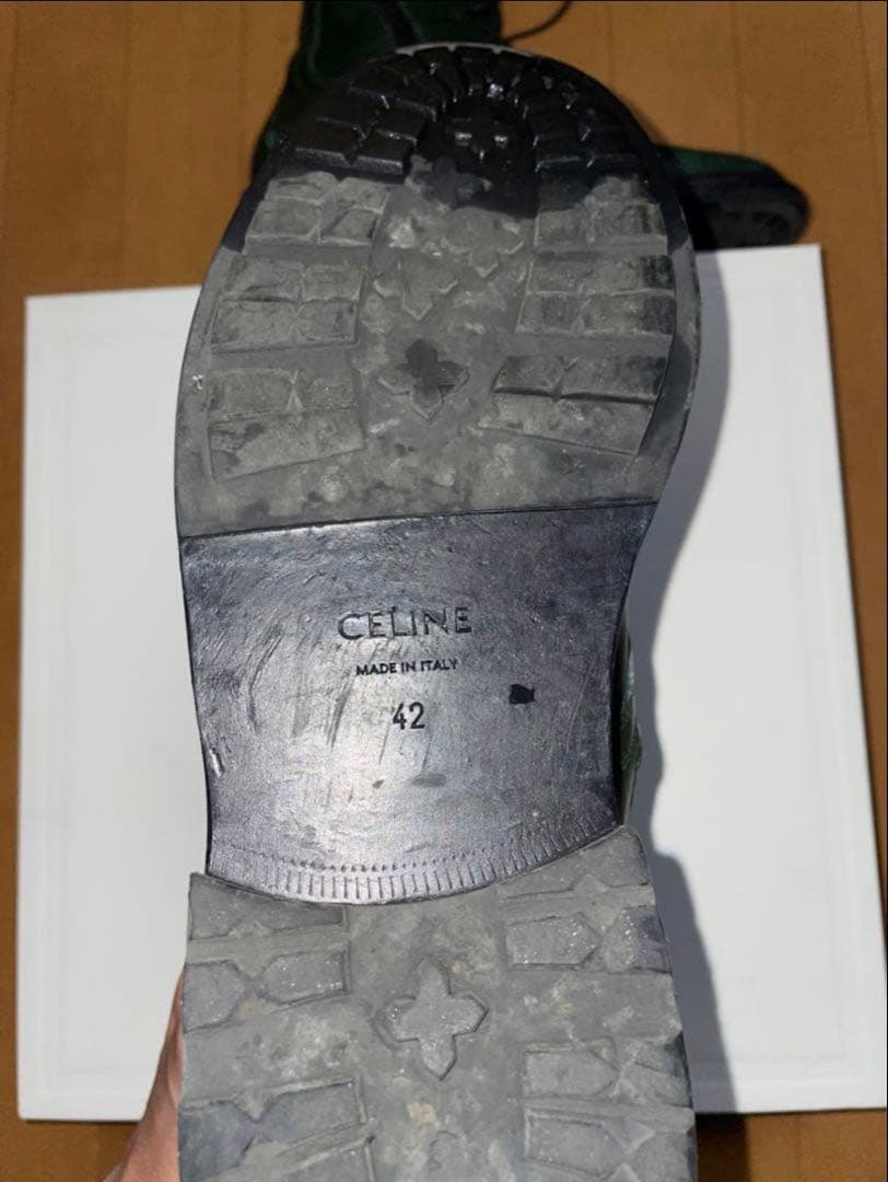 【箱付き】CELINE コンバットブーツ グリーン セリーヌ エディスリマン期