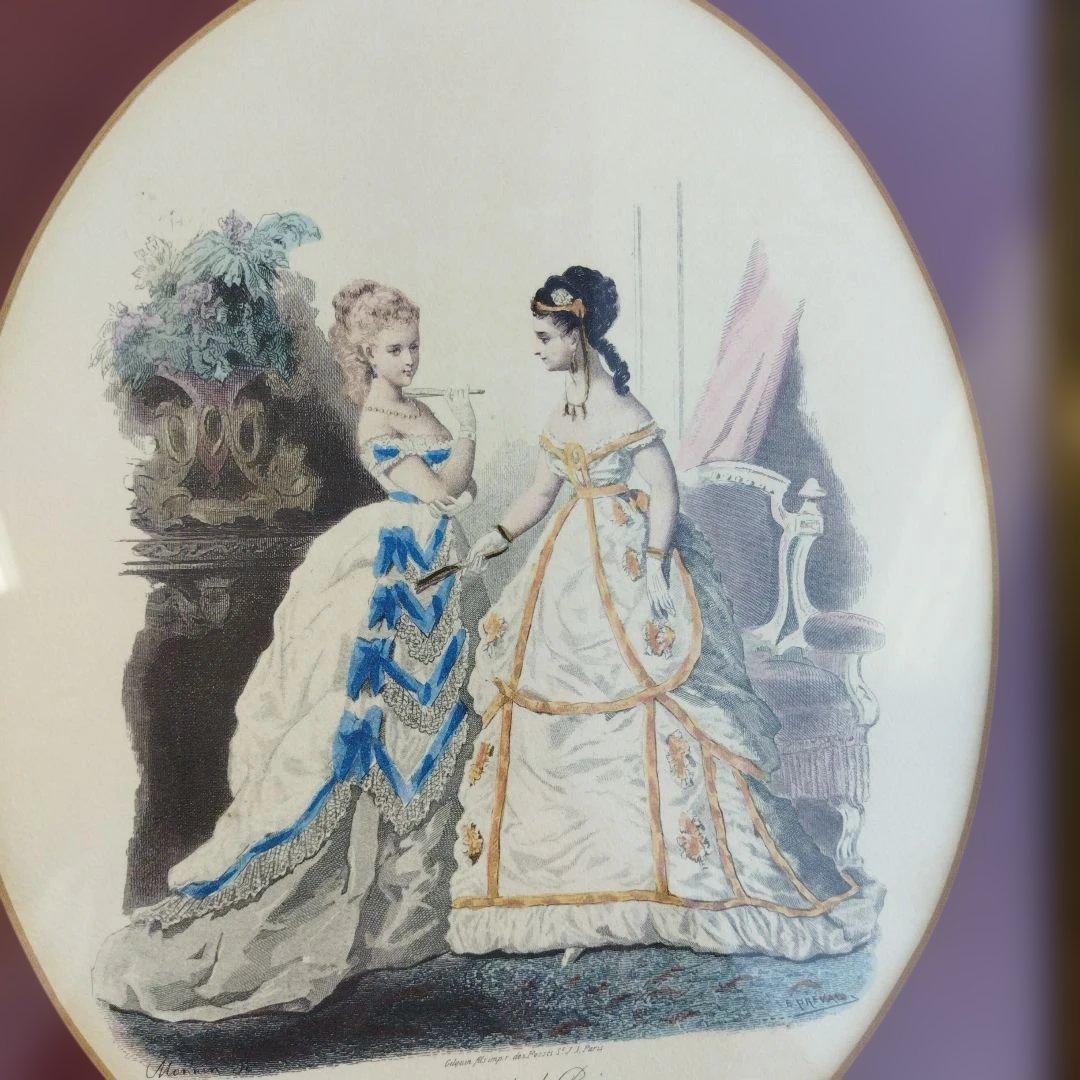 フランスアンティーク ファッションプレート 額入り