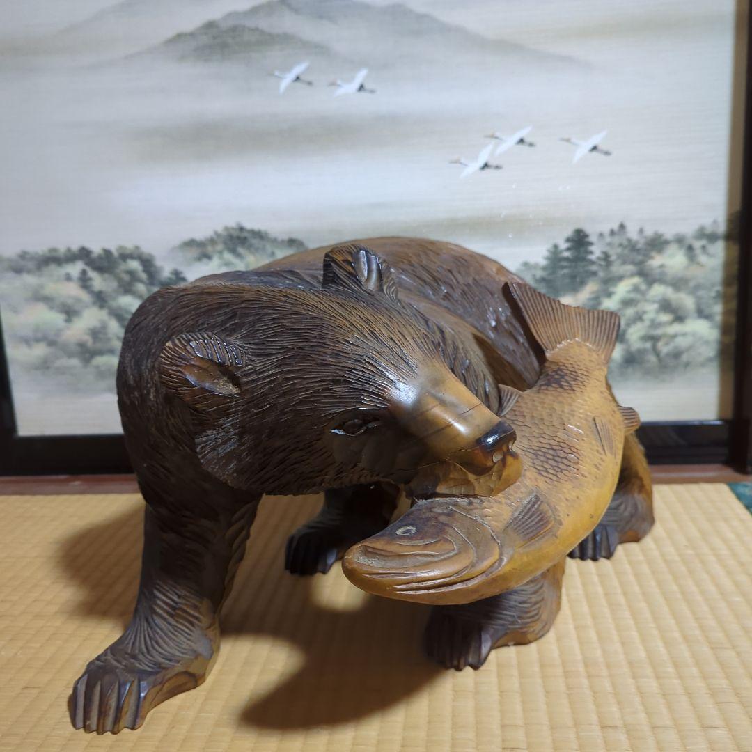 木製 北海道熊の置物 約49cm x 26cm x 28cm