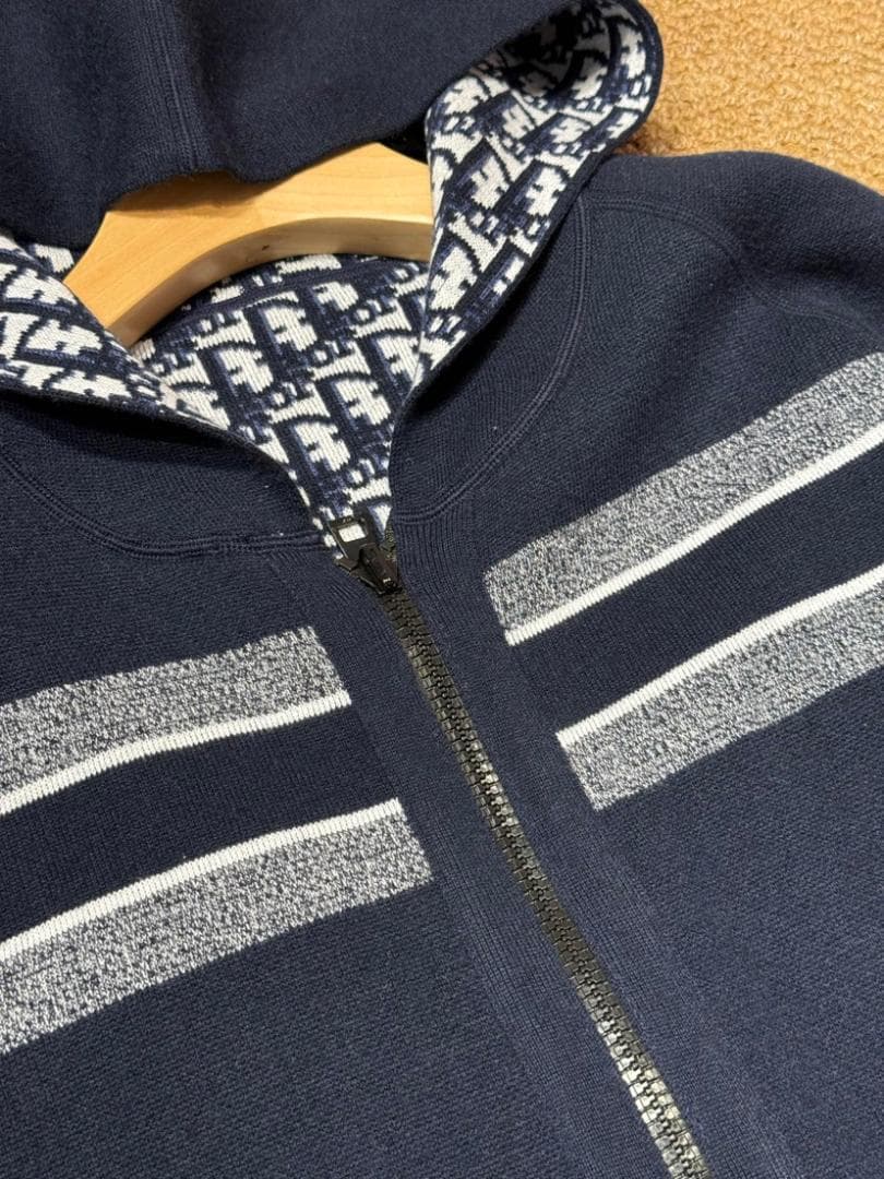 D iorディオール オブリーク リバーシブルフード付きカーディガ カシミヤ S