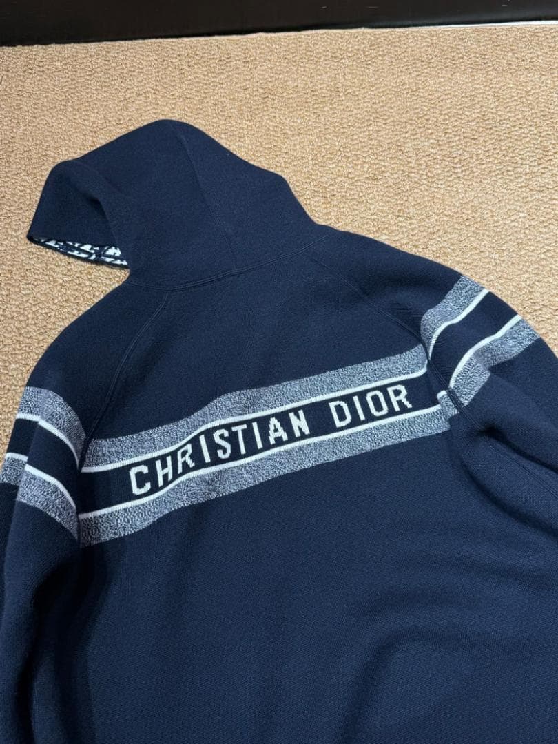 D iorディオール オブリーク リバーシブルフード付きカーディガ カシミヤ S