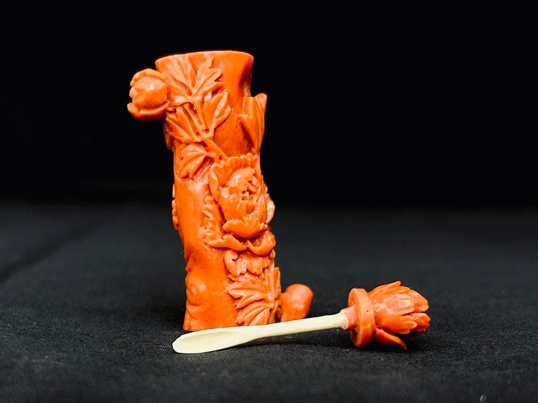 珊瑚　鼻煙壺　清　中国美術　時代物